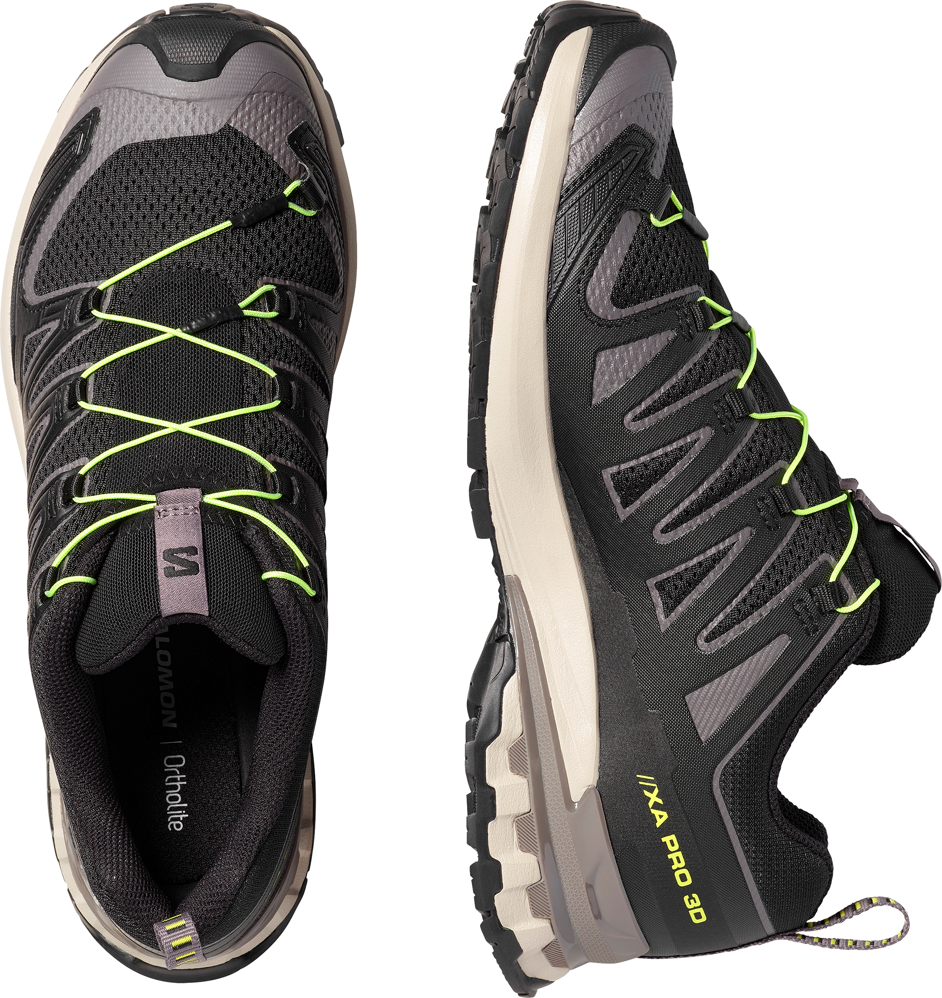 Trailrunningschuh SALOMON "XA PRO 3D V9", Herren, Gr. 41, schwarz (schwarz, schwarz gull gray, acid lime), Synthetik, Textil, Schuhe Trailrunningschuh, für mehr Grip schwarz, schwarz gull gray, acid lime 41