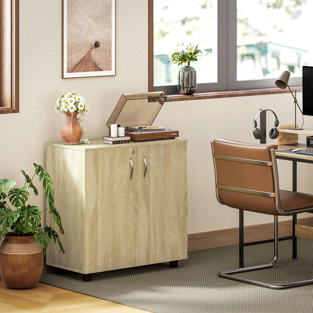17 Stories 2-Tier Locking Filing Cabinet Office Storage Cabinet, Oak Oak 80cm W X 40cm D