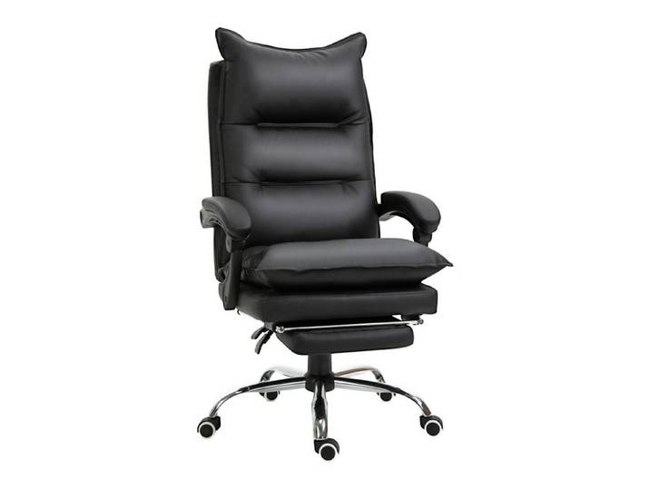 MC Star Bürostuhl Schreibtischstuhl höhenverstellbar mit Fußstütze Kunstleder Schwarz (66x72x122-130cm für komfortables Arbeiten)