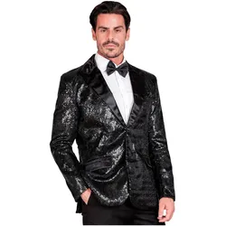 Widmann PARTY FASHION JACKETT (Pailletten Jackett mit Satinkragen und -taschen schwarz), XXL (XXL)