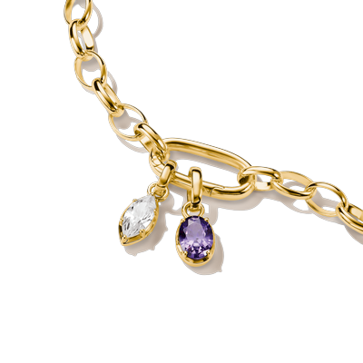 Charm-Einhänger THOMAS SABO "Amethystfarbener Zirkonia, Anhänger für Charm-Armband - Connect", lila (gelbgoldfarben, amethyst, amethyst), Charms, Damen, Metall, mit Zirkonia (synth.)