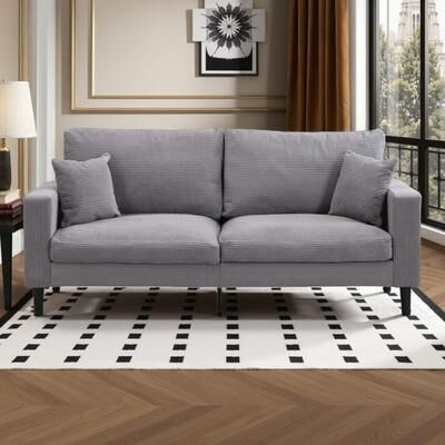 ZWYO HOSIMU "74"" Corduroy 3-Seater Sofa with Wooden Frame, High-Resilience Foam Cushions, and Modern Design"