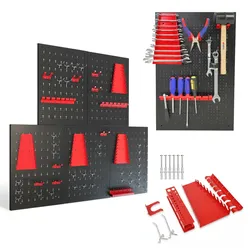 PROREGAL 5x Werkzeug Lochwand Set ARES aus Metall, BxT 200x60cm, inkl. 48 Haken & Halterungen, Werkzeugwand Lochplatte Werkzeughalter