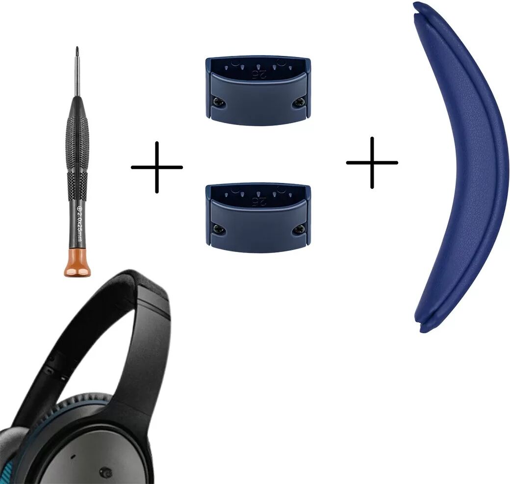 INF Coussin d'arceau + Clip de verrouillage et outil de retrait compatible avec BOSE QC25 - Cuir protéiné + mousse à mémoire de Bleu