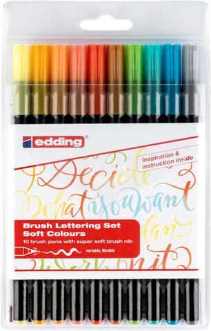 edding Brush Lettering-Set Soft colours, 10 Stifte