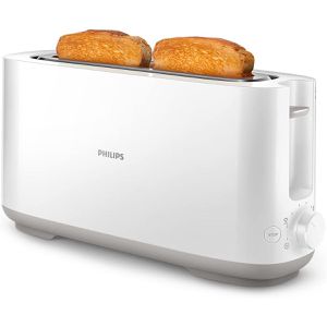 Philips Toaster Daily Collection HD2590/00, mit 8 Röststufen, Kunststoff, 870W, Langschlitz, mit Brötchenaufsatz, 2 Scheiben