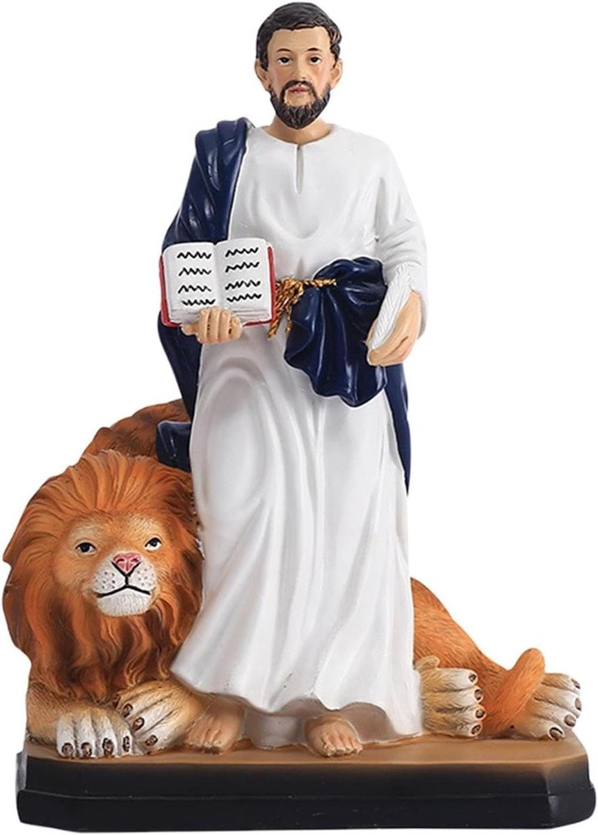 Handbeschilderd Jezus Christus Beeld van Hars voor op een Tafel - Hoogte: 15 cm