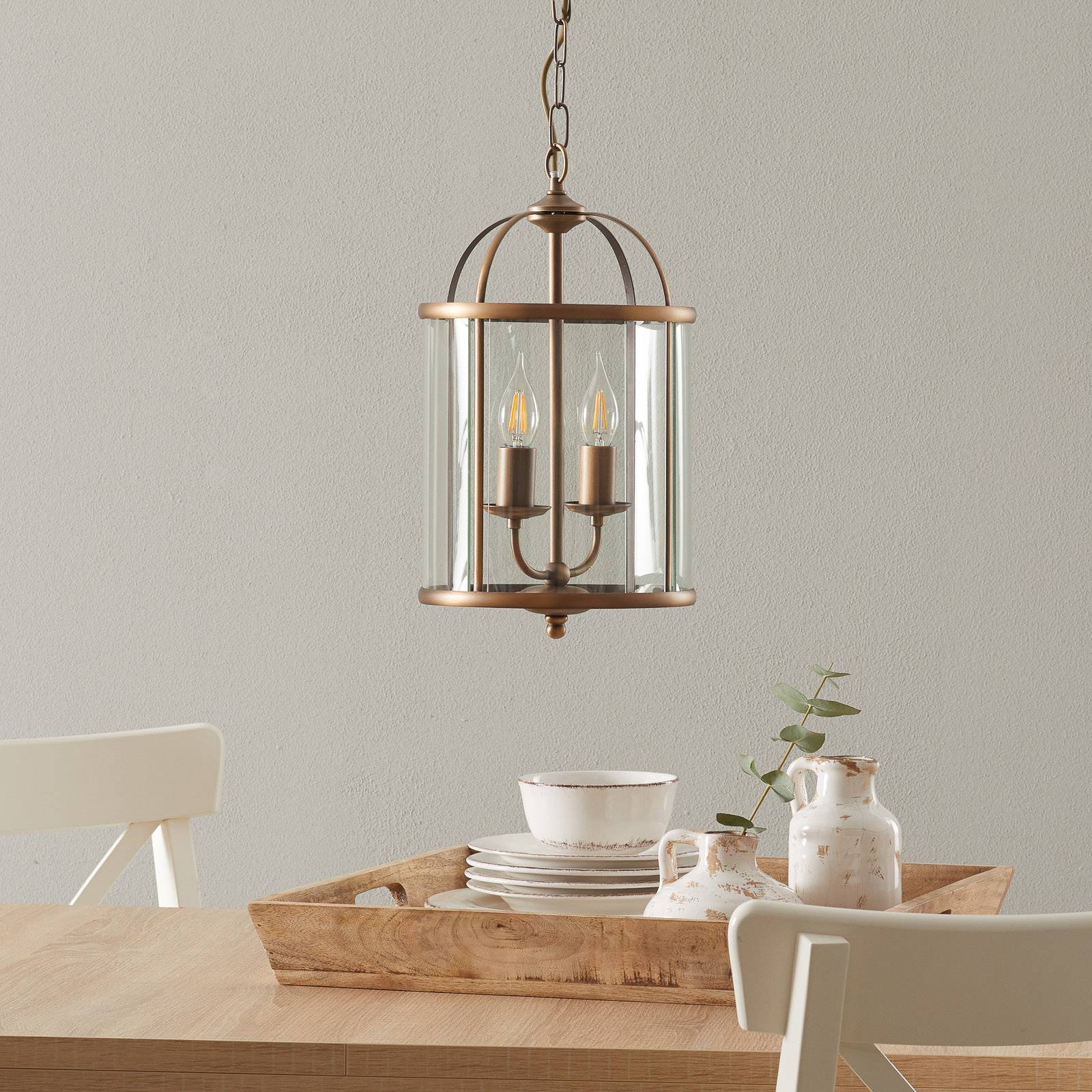 Steinhauer Pendant Light Pimpernel, dimmable, Bronze / antique brass, Hallway, metal, Antique, Ceiling Light