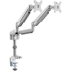 Eaton Dual-Display Flex-Arm Mount for 13inch to 34inch Monitors - Clamp or Grommet USB Aud (Tisch, 32", 9 kg), Monitor Halterung, Silber