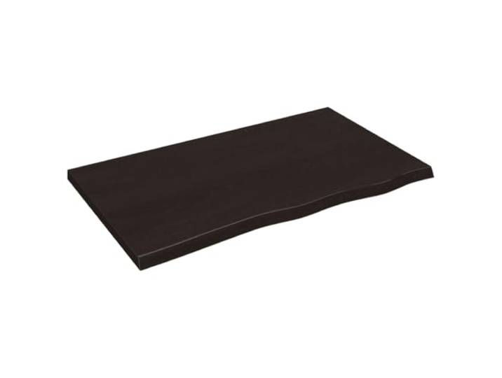 KLGBNCVE Tischplatte Dunkelbraun 100x60x(2-4) cm Massivholz Eiche Naturkante, Handgefertigt, Behandelte Oberfläche, Vielseitig für Tischuntergestelle