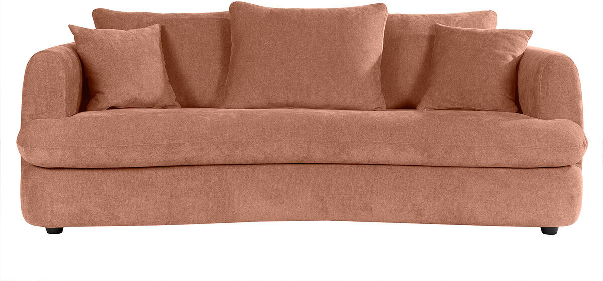 Miliboo Abnehmbares Design-Sofa mit 3-4 Plätzen in Terrakotta-Veloursstoff im Bohnen-Design SACHA