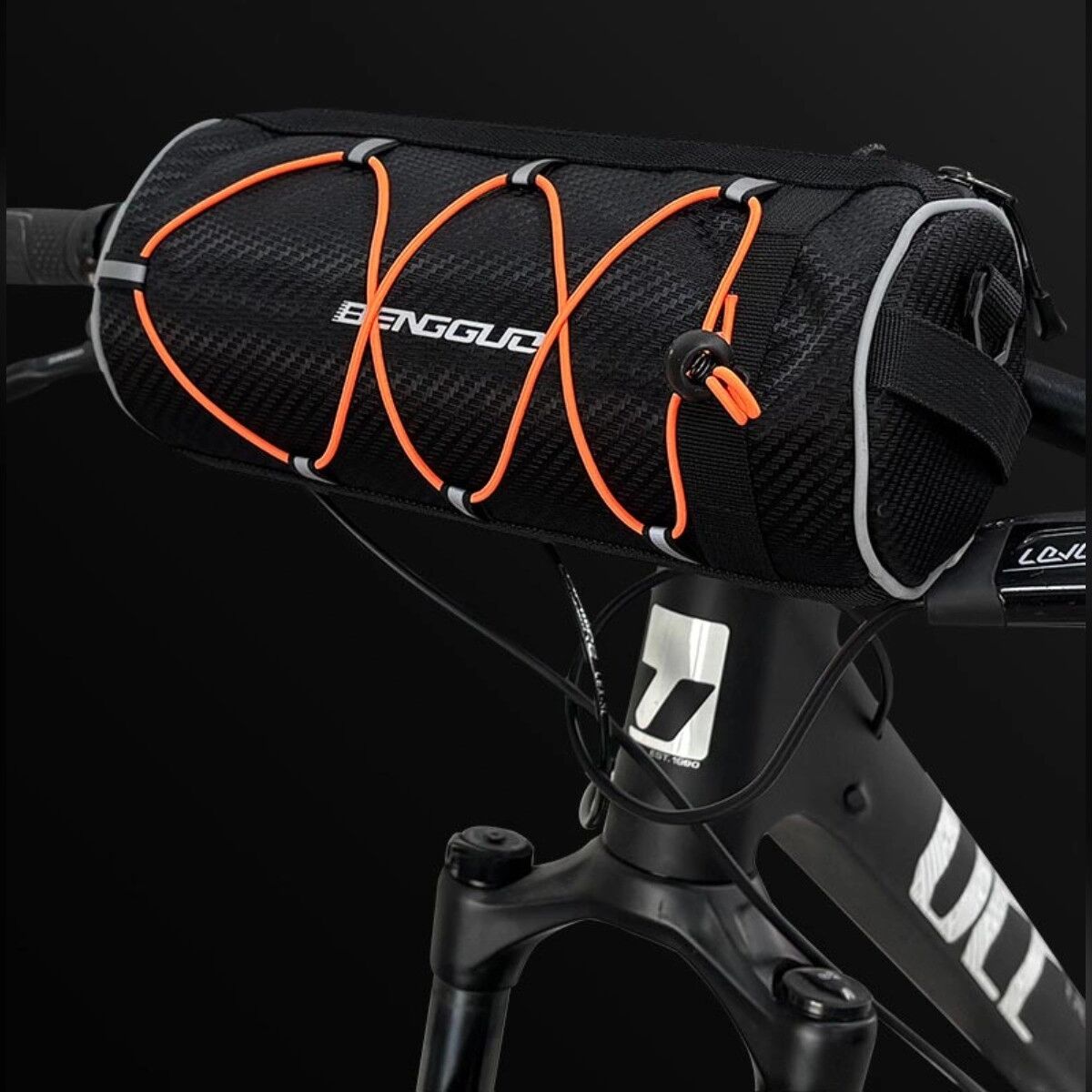 INF Multi-Funktions-Lenkertasche mit abnehmbarem Schultergurt, PE-gefüttertem Schutz und Lichtbefestigung – Schwarz/Orange