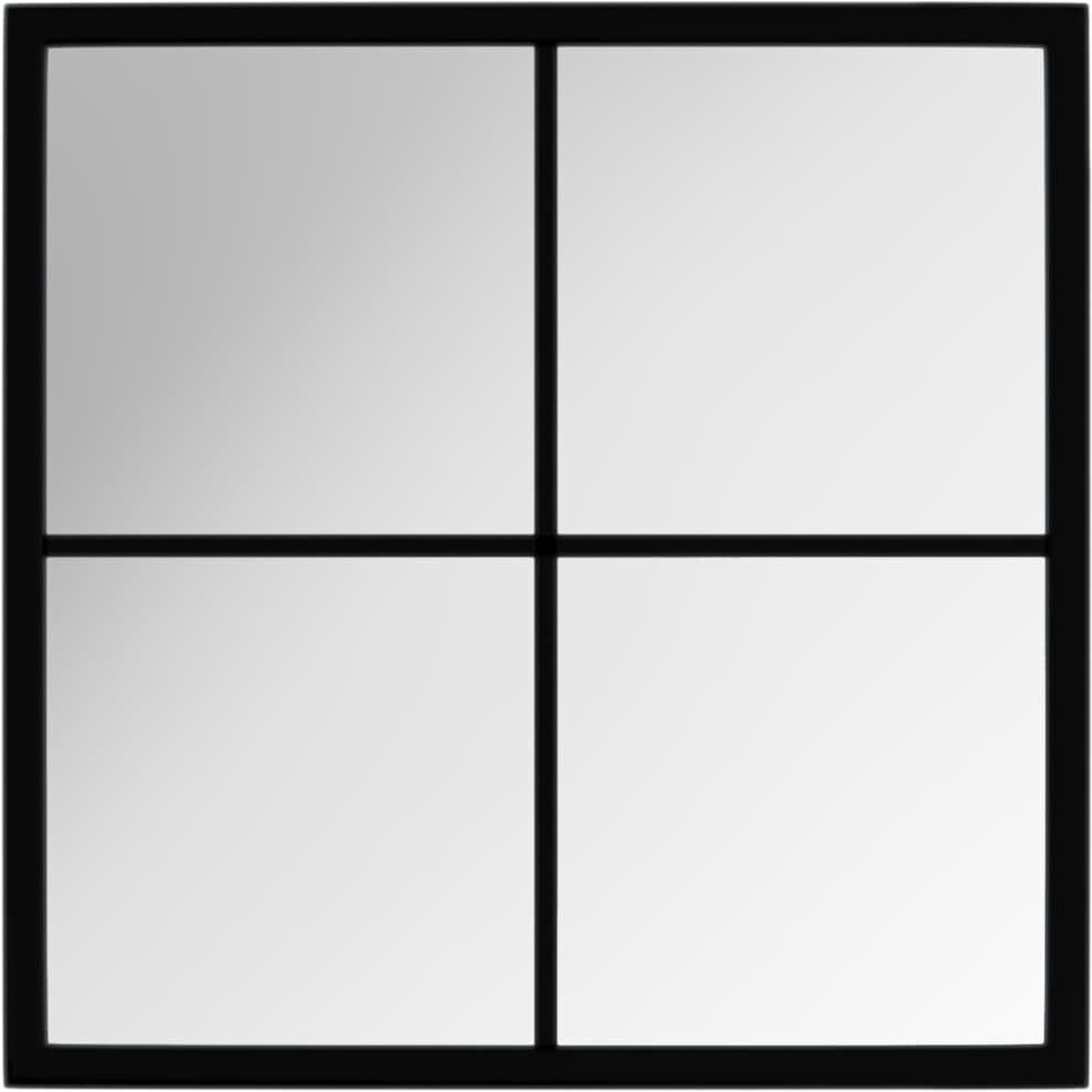 17 Stories Mikayia Rectangular Metal Wall Mirror Black 40cm H x 40cm W