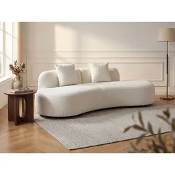 Sofa 3-Sitzer - Bouclé-Stoff - Weiß - BASILIANA