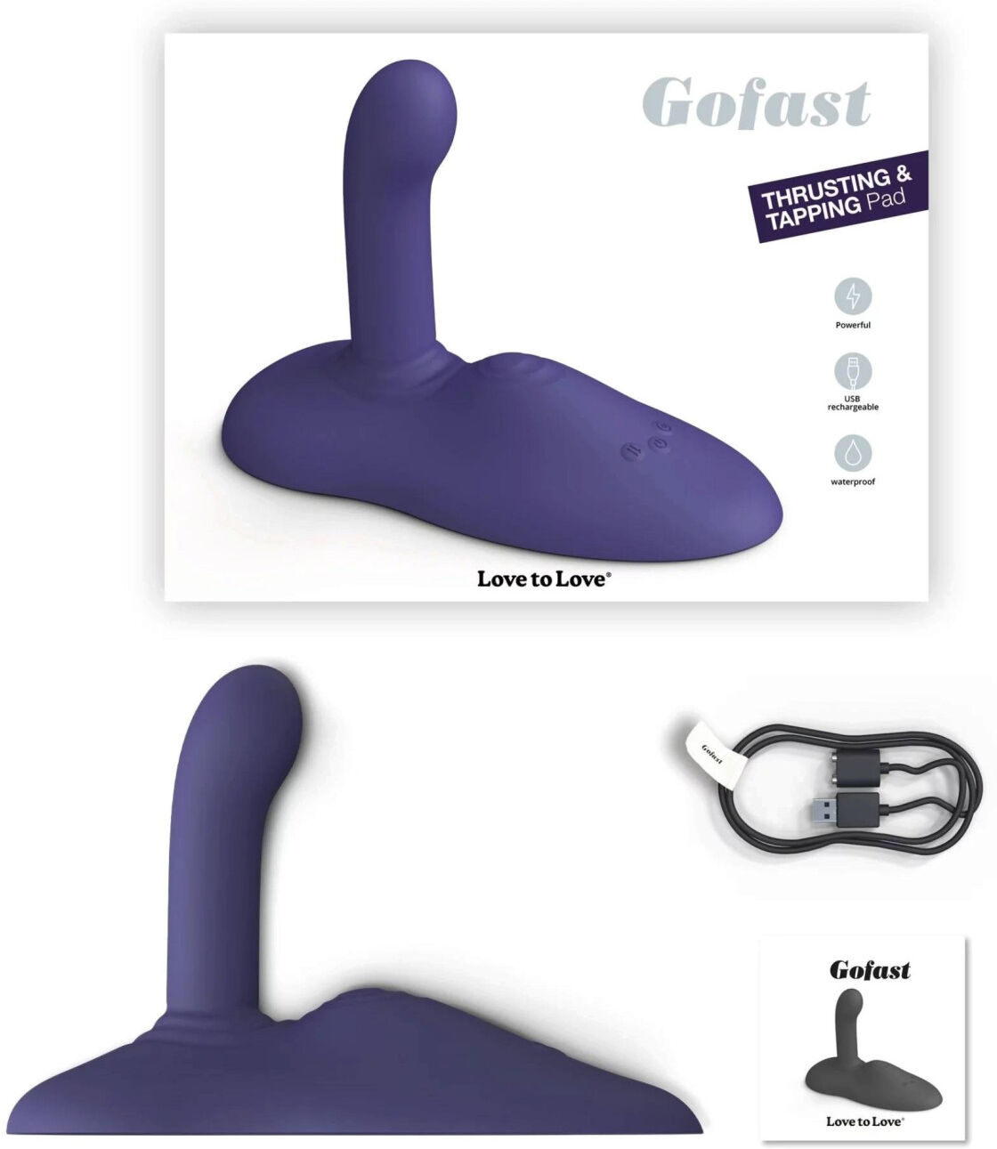 Love to Love GoFast - thrusting and clitoral vibrator with suction cup (blue)