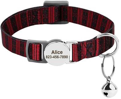 Uplift Essentials Personalized Printed Anti Lost Cat Collar With Engraved ID Nameplate style 3