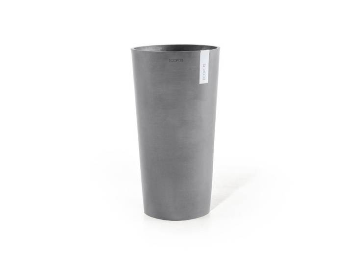 Ecopots Blumentopf Amsterdam Extra High 49,8/91 cm Grau, Kunststoff, Beton Optik, Rund, 91 cm, Dekoration, Blumen & Blumentöpfe, Übertöpfe
