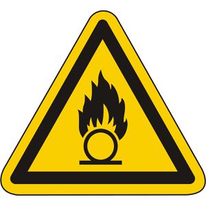 Abtec Hinweisschild ISO 7010 W028, Kunststoff, 10 cm, Warnzeichen, Brandfördernde Stoffe