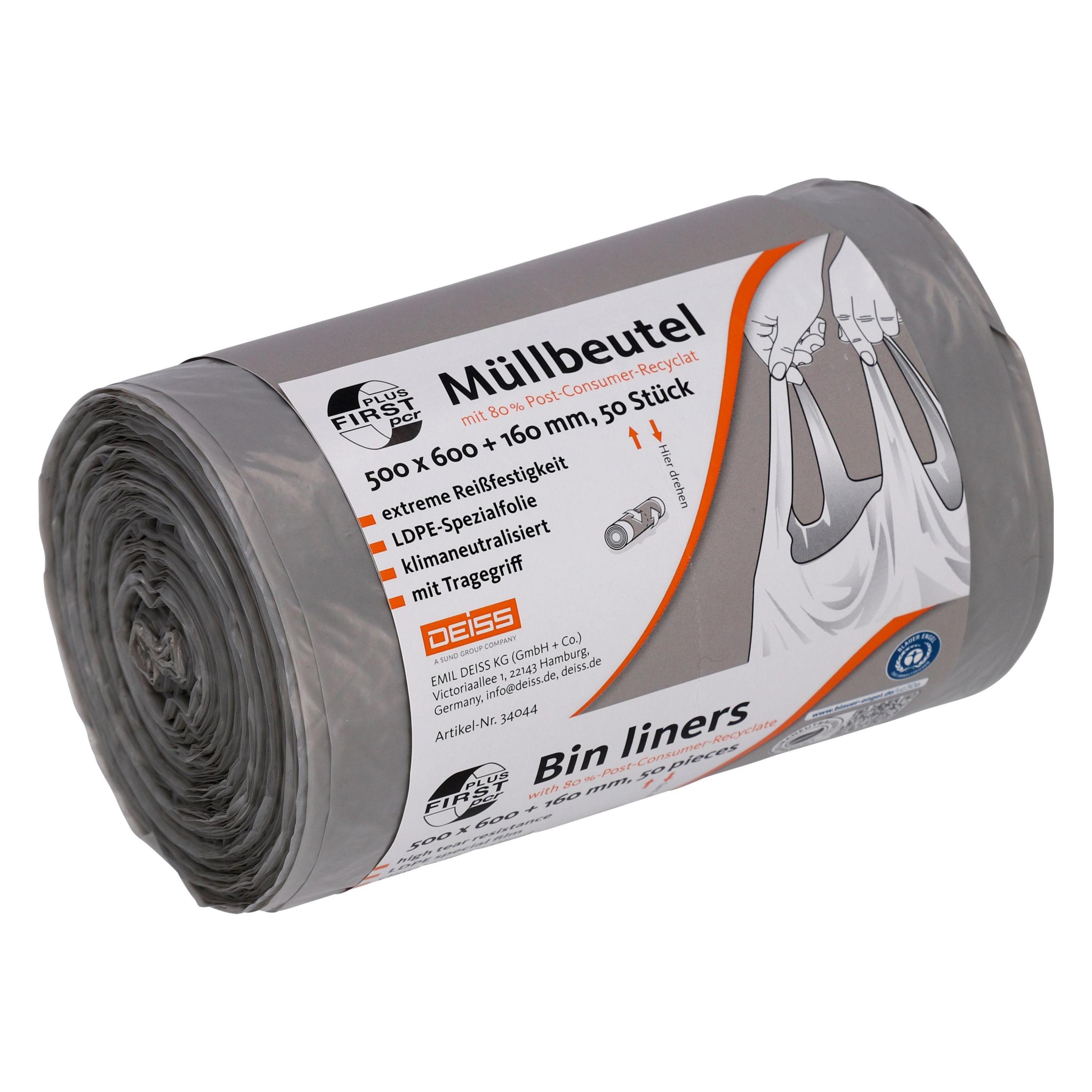 Deiss Müllbeutel PCR First Plus 30l 50ST grau (50x, 30 l) (34044)