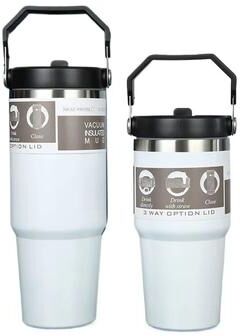 Inspired Finds American Simple Solid Color Stainless Steel Thermos Portable Water Cup With Thermal Insulation white 30.43 Fl Oz