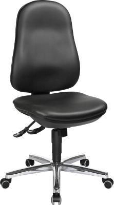 Topstar Bürostuhl SUPPORT SY, ohne Armlehnen, Synchronmechanik, Bandscheibensitz, Kunstleder desinfektionsmittelbeständig, schwarz/chromsilbern