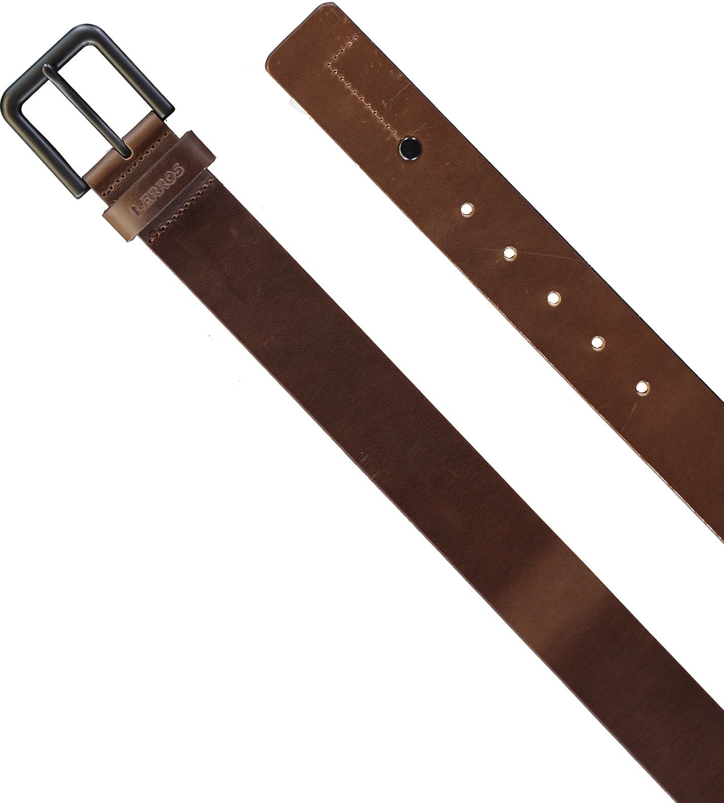 Ledergürtel LERROS "Ledergürtel MATTHEW mit schwarzer Schliesse", Herren, Gr. 85, braun (cognac), Leder, Gürtel Ledergürtel cognac 85