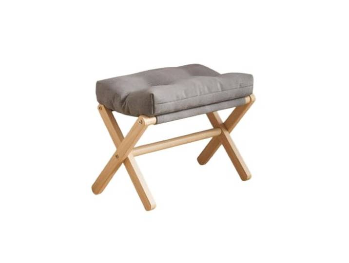 Sitzhocker gepolstert Schuhwechselhocker aus massivem Holz Fußhocker, Sofa-Rest-Fußhocker, zusammenklappbarer niedriger Hocker for den Eingangsbereich(Wood Gray)