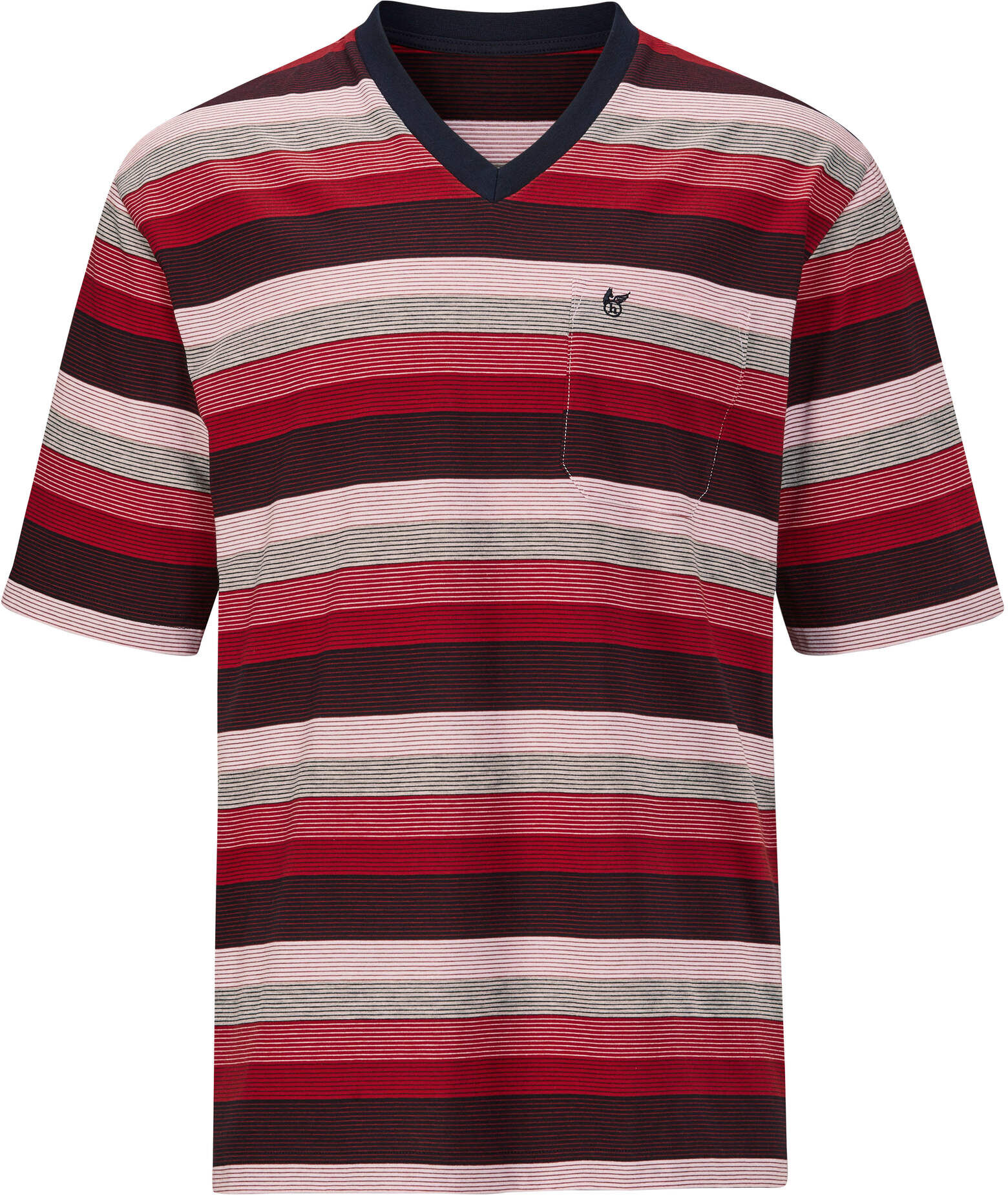 Shorty HAJO "Shorty Shorty", Herren, Gr. 52, bunt (marine, rot, geringelt), V-Ausschnitt, Homewear-Sets Shorty