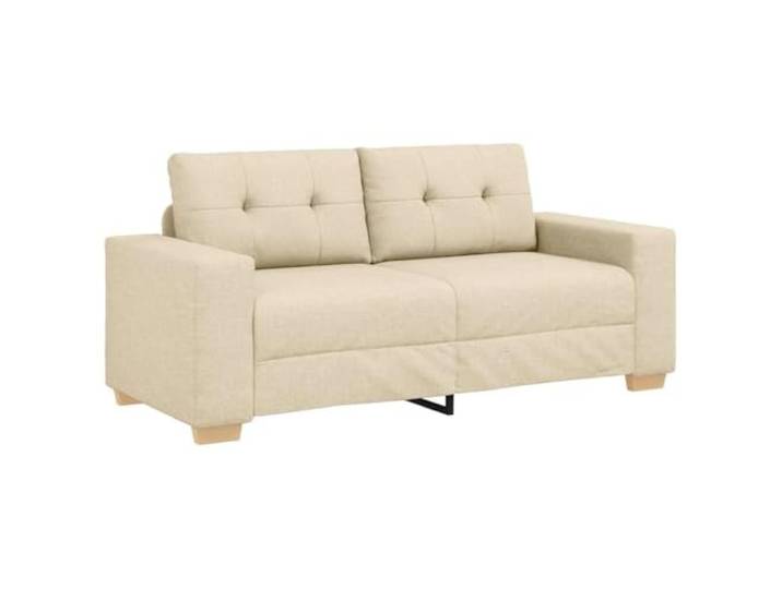 TEKGHUT Loveseat-Sofa Creme 180x77x82 cm Stoff Polyesterstoff, Schaumstoffsitze, fasergefüllte Kissen, Sperrholz- und Metallrahmen, stabile Beine