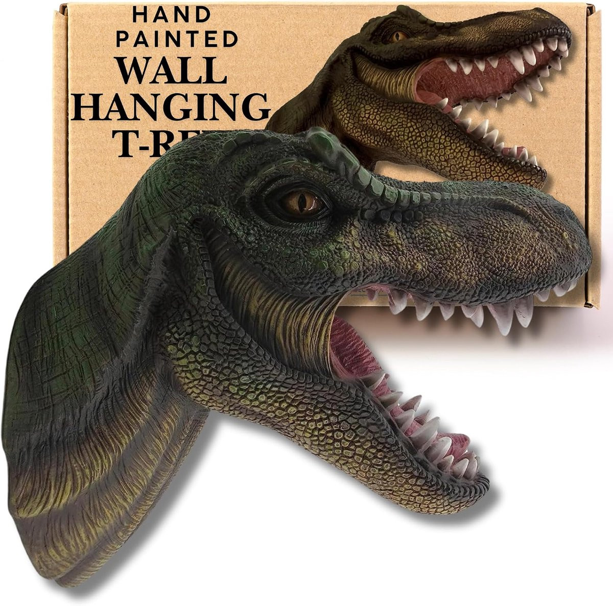 G&H Decor T-Rex Hoofd Sculptuur 36 cm - Handbeschilderd Realistisch Dinosaurus Bust voor Kinderen
