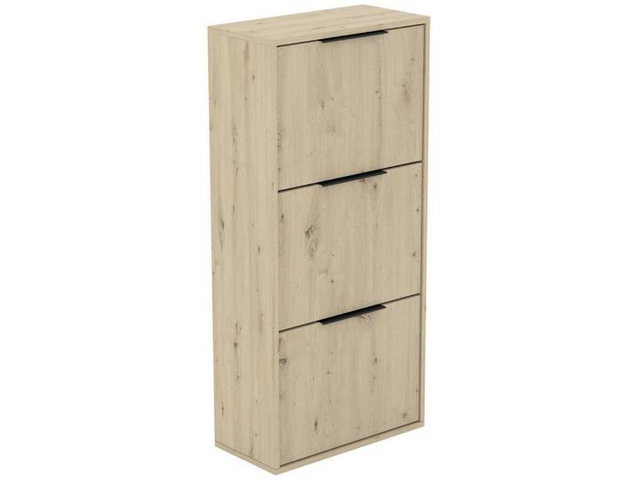 Beautysofa Schuhschrank Muno mit 3 Türen, eiche Artisan, Eiche Artisan, 60x130x30 cm, Garderobe, Schuhaufbewahrung, Schuhschränke