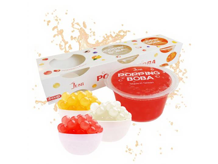 JENI Popping Boba Combipack - 3 x 130g (Aardbei-Mango-Lichi) Nieuwe Aankomst