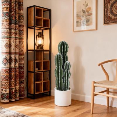 YUN Large Artificial Cactus Plant in Pot - Green