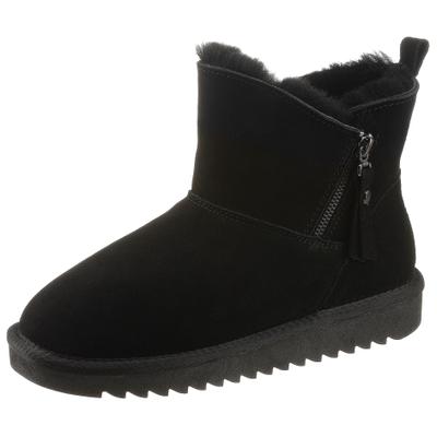 Winterboots ARA "ALASKA Short Zip", Damen, Gr. 39, Lammfell, schwarz (schwarz short zip), Lammfell, Veloursleder, unifarben, Schuhe Winterboots, Stiefel aus echtem Lammfell, G-Weite (weit)