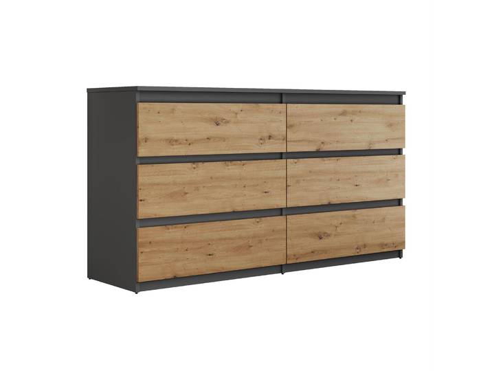 Moderne Kommode HANA M6, Artisan Eiche / Anthrazit 140 cm