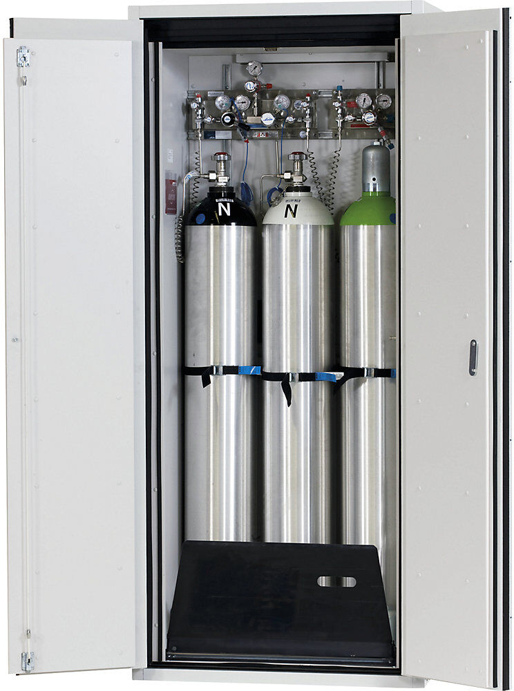 Feuerbeständiger Druckgasflaschenschrank G90, zur Lagerung in Arbeitsräumen, für 3 x 50-l-Flaschen asecos