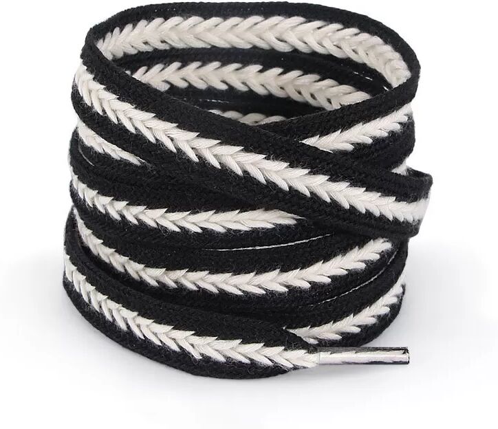 INF Lacets en épi de blé - 2 paires Noir + Blanc