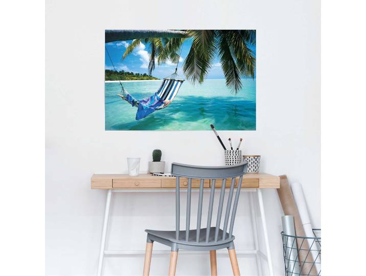 Affiche Hamac à la plage Papier Bleu 61 x 92 x 0cm