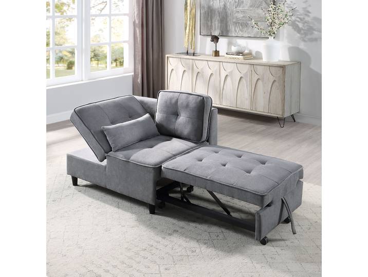 Schlafsofa GOODPRODUCT Freddy, Loungesessel, Gästebett, Problemlöser , grau, B:107cm H:85cm T:85cm, Sofas, Schlafsofa, wandelbar zum Loungesessel, Relaxliege und Gästebett, inkl. Kissen