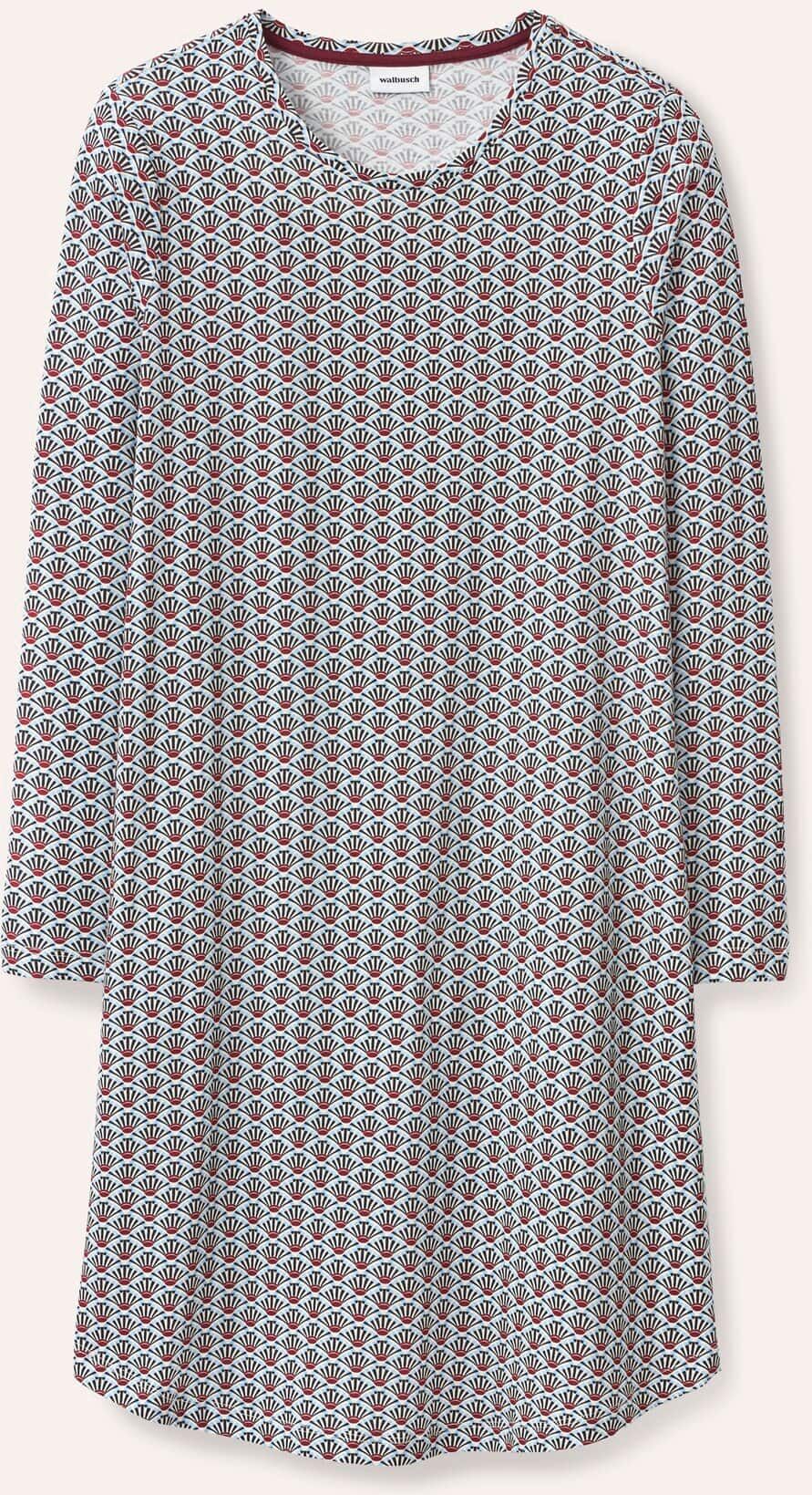 Walbusch Schlafshirt Everynight Langarm, normale Größen, Farbe Mehrfarbig, 38, weicher Baumwoll-Jersey herrlich bequem Damen
