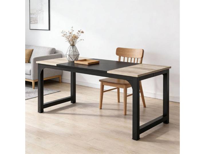 Table Conférence Gris Noir 180x80x75cm Bureau Informatique Table Travail 6 Personnes Meuble Rangement Déco Salon Bureau