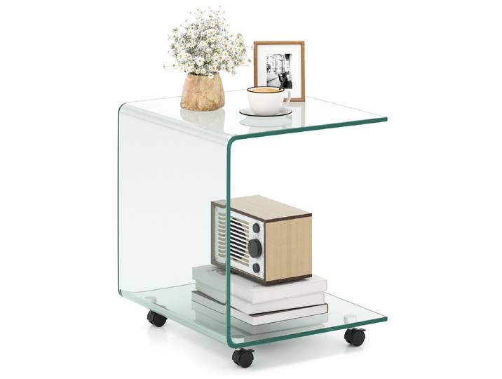C-vormige Bijzettafel Moderne Telefoontafel-Transparant