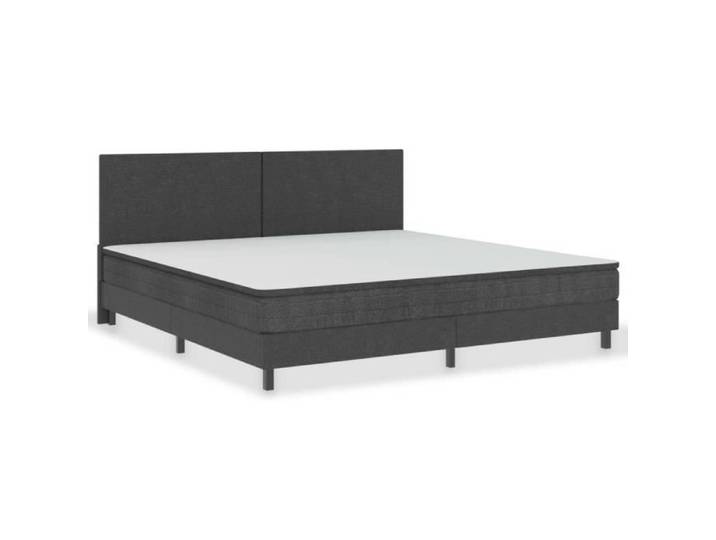 Sommier tapissier - AKOZON - 200 x 200 cm - Tissu gris - Montage facile - 2 places