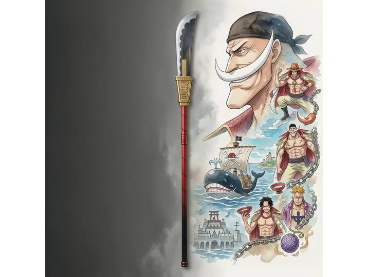 Épée de cosplay en bois Edward Newgate Kanata One Piece de 59 pouces, taille réelle, katana japonais original, jouet samouraï, cadeau