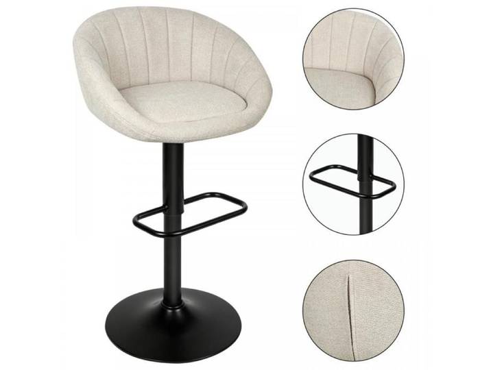 KEDIA Lot de 2 Tabourets de Bar Pivotants Réglables en Hauteur Dossier Ergonomique Velours Base Métallique Modernes Beige
