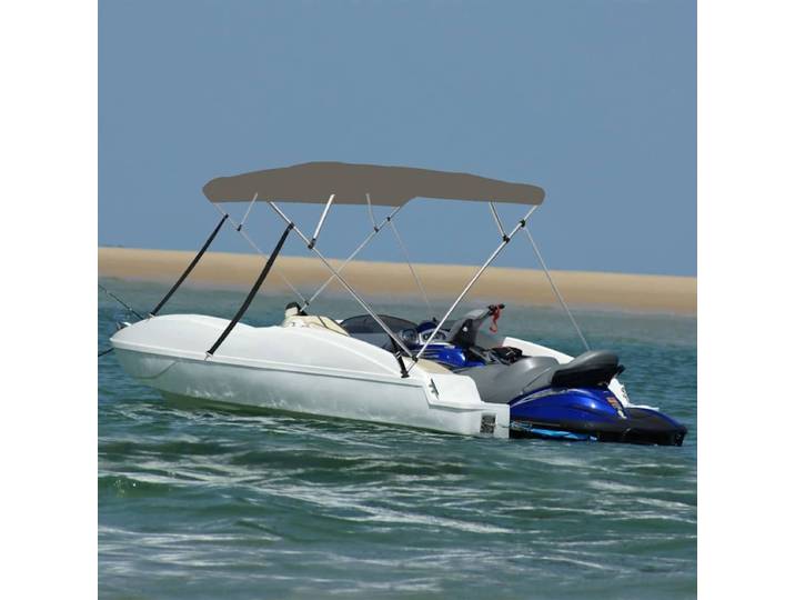 Auvent bimini à 4 arceaux gris 243x210x137 cm, adapté aux yachts, bateaux de pêche, style moderne