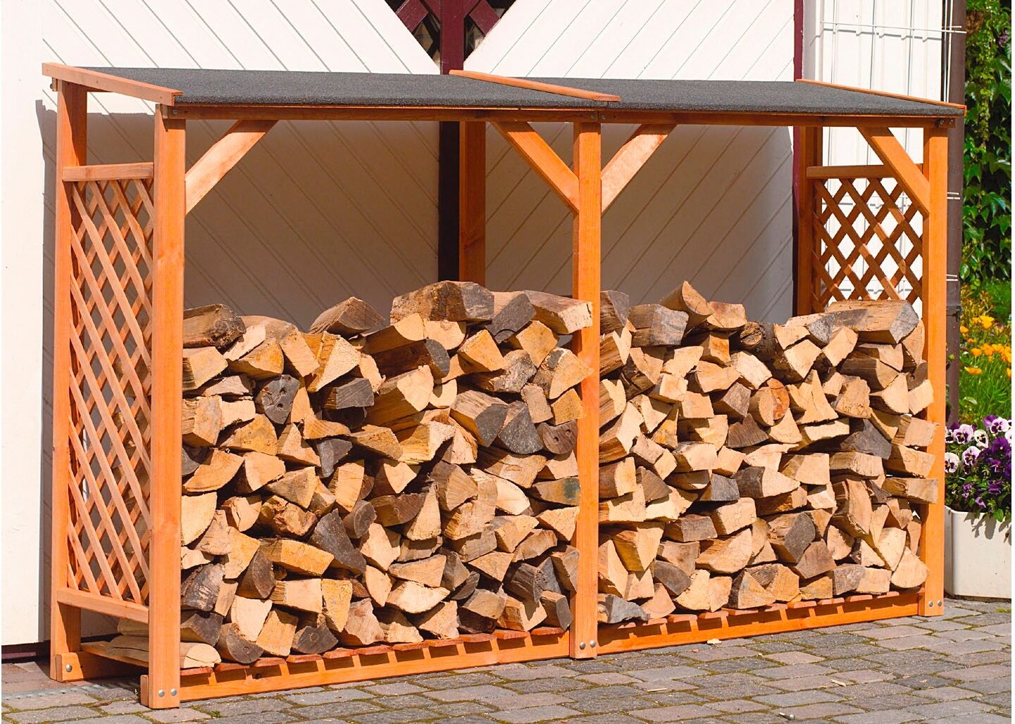 Kaminholzregal-Erweiterung PROMADINO "Speyer", braun, B:118,5cm H:148cm T:68cm, Holzwerkstoff, Kaminholzlager, Kaminholzregal-Erweiterung braun B/H/T: 118,5cm x 148cm x 68cm