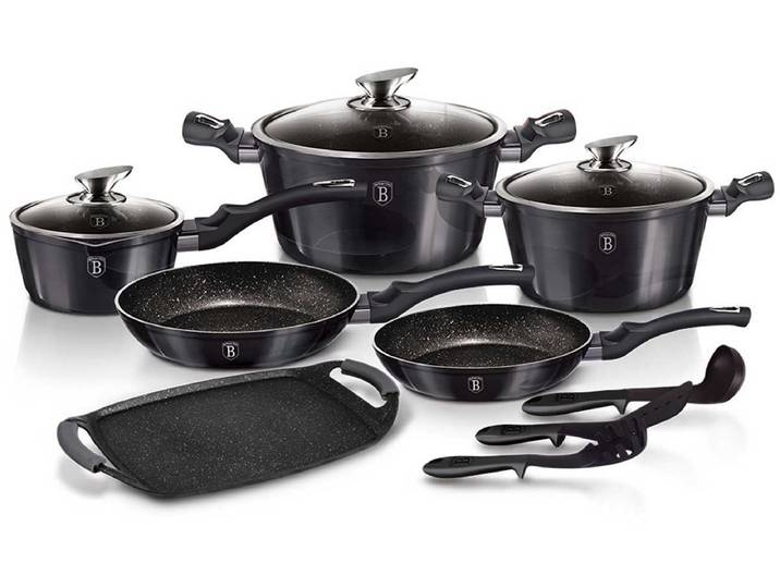 Berlinger Haus Carbon Pro Serie - Pannenset - Soft Touch - Granieten Coating - Grafiet