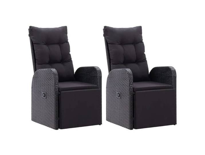 &Mode Lot de 2 fauteuils relax/ Chaises de jardin inclinables coussins - style moderne - Résine tressée Sale444429