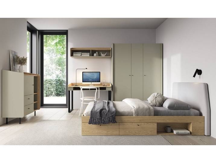 möbel-direkt.de Jugendzimmer-Set Ara in Eukalyptus und Eiche, (Komplett Set, 7-tlg., in verschiedenen Setvarianten oder Einzelmöbel), ABS-Kanten